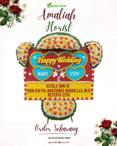 Karangan Papan Bunga Pernikahan di Sudiang